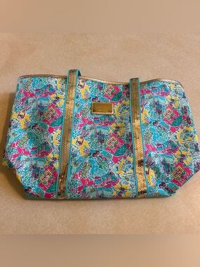 Lilly Pulitzer Sequin Tote Beach Bag In the Beginning Juice Stand NWOT